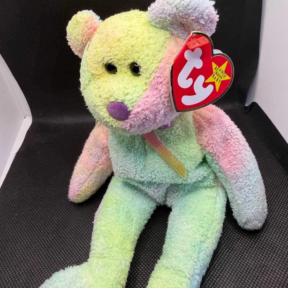 Ty Beanie Baby Groovy Bear 1999 Pastel Tie Dye Plush w Tag